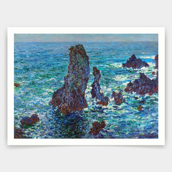 Claude Monet,Pyramids at Port-Coton, Rough Sea,art prints,Vintage art,canvas wall art,famous art prints,q877