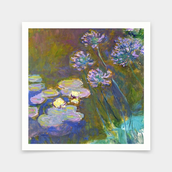 Claude Monet,Waterlilies and Agapanthus,art prints,Vintage art,canvas wall art,famous art prints,V7014