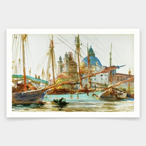 John Singer Sargent,The Church of Santa Maria della Salute, Venice,art prints,Vintage art,canvas wall art,famous art prints,V1761
