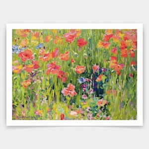 Robert William Vonnoh,Poppies,Poppy Wall Art,art prints,Vintage art,canvas wall art,famous art prints,V4953