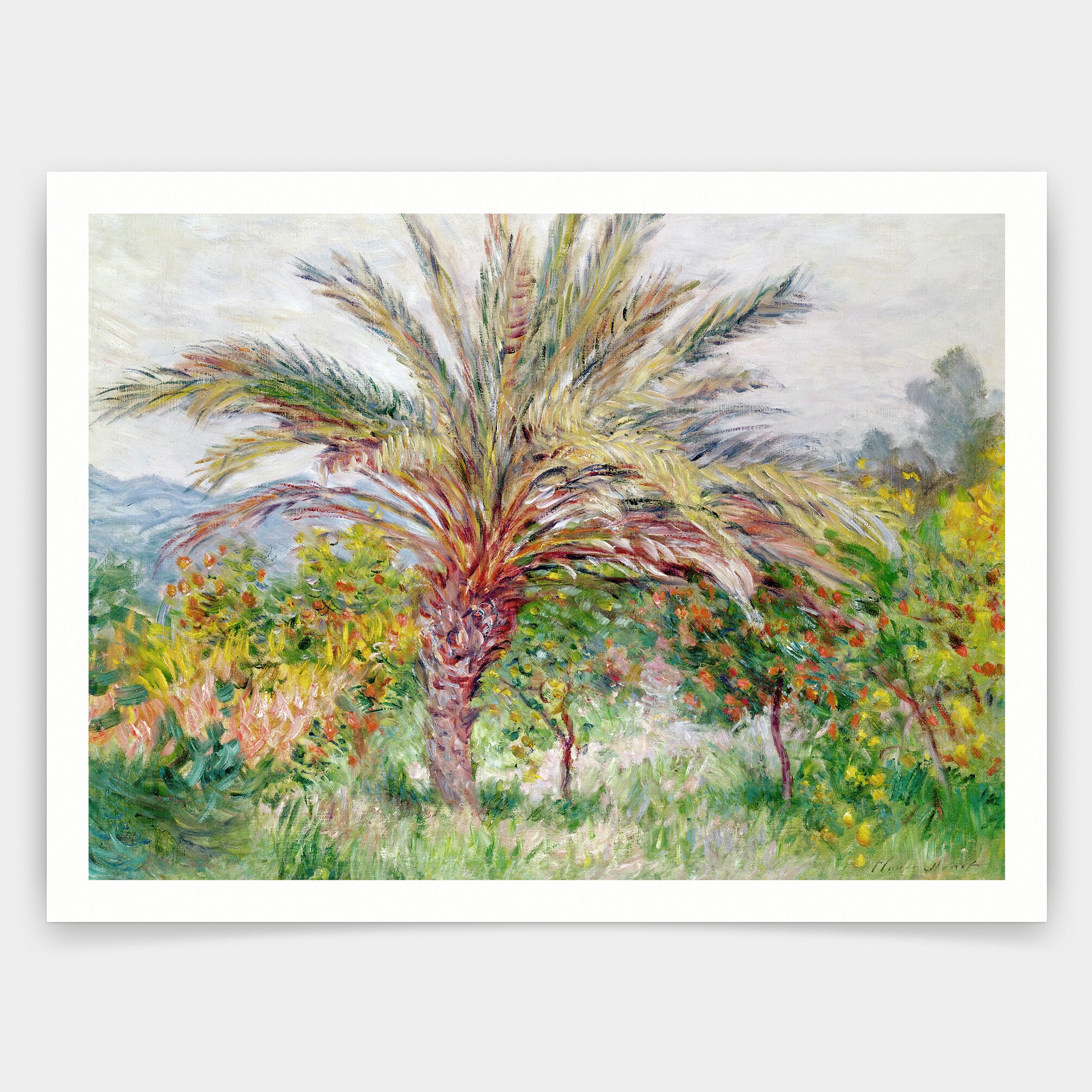 Claude Monet, palmera en Bordighera, impresiones de arte, arte vintage, arte de pared de lienzo, impresiones de arte famosas, V3424