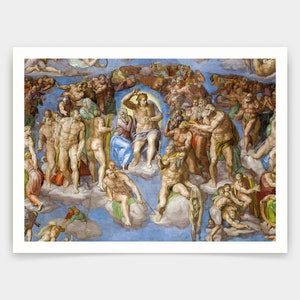 Michelangelo,Jesus&#39;s Second Coming, The Last Judgment, Sistine Chapel,art prints,Vintage art,canvas wall art,famous art prints,V4652