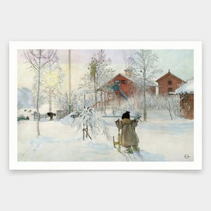 Carl Larsson,The Yard and Wash House,art prints,Vintage art,canvas wall art,famous art prints,V1091