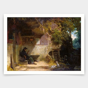 Carl Spitzweg , the hermit in front of his hermitage,art prints,Vintage art,canvas wall art,famous art prints,V3299