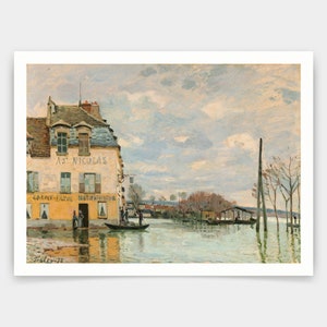 Alfred Sisley,Flood at Port-Marly,art prints,Vintage art,canvas wall art,famous art prints,q740