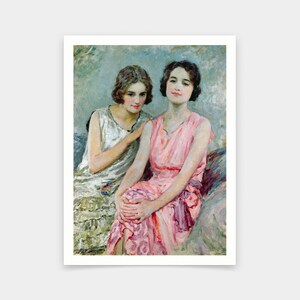 William Henry Margetson,Two Young Women Seated,art prints,Vintage art,canvas wall art,famous art prints,V6880