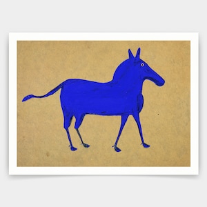 Bill Traylor,Blue Mule,art prints,Vintage art,canvas wall art,famous art prints,V3220