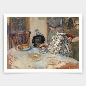 Pierre Bonnard,Woman with Dog, or Woman and Dog at Table,art prints,Vintage art,canvas wall art,famous art prints,V4875
