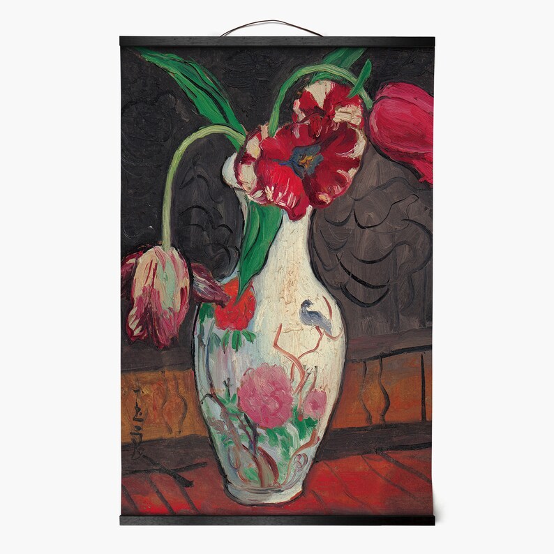 famille rose porcelain vase and tulips,Tulips in vase,Framed Prints,wall art prints,Hanging Canvas print,large wall art,f2969 Pan Yuliang