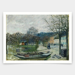 Alfred Sisley,The Flood At Port-marly, 1876,art prints,Vintage art,canvas wall art,famous art prints,V3086