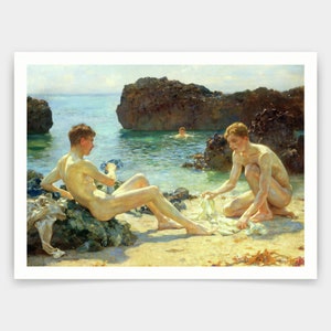 Henry Scott Tuke,Sun Bathers,art prints,Vintage art,canvas wall art,famous art prints,V4150