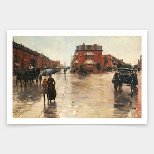 Childe Hassam,Rainy Day,Boston,Kunstdrucke,Vintage Kunst,Leinwand Wandkunst,berühmte Kunstdrucke,q1606
