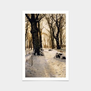 Peder Monsted,A Wooded Winter Landscape with Deer,art prints,Vintage art,canvas wall art,famous art prints,V2829