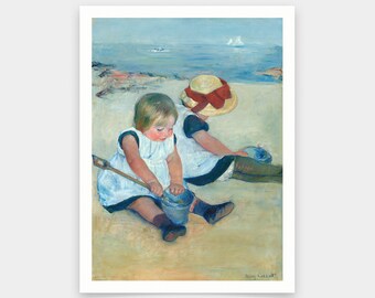 メアリー・カサット：浜辺で遊ぶ子供たち（1884年） - ジクレー版画