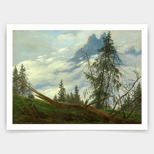 Caspar David Friedrich, Szczyt Góry z Unoszącymi się Chmurami, 1835, wydruki artystyczne, Sztuka Vintage, Sztuka Ścienna Na Płótnie, Słynne wydruki artystyczne, V3310