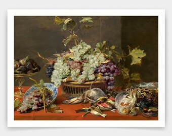 Tableau Toile - Nature Morte Aux Raisins Par Carducius Plantagenet Ream - Neuf