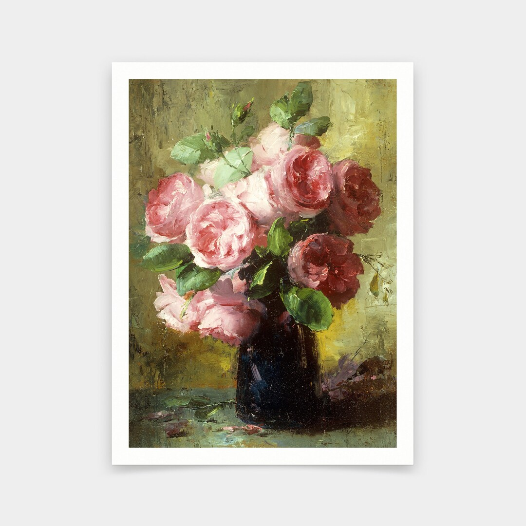 Frans Mortelmans,pink Roses in a Vase,art Prints,vintage Art,canvas ...