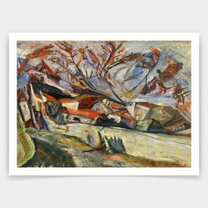 Chaim Soutine,Landscape with Houses,art prints,Vintage art,canvas wall art,famous art prints,V3321