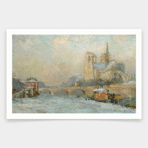 Albert-Charles Lebourg,Quai de la Tournelle und Notre-Dame de Paris,Kunstdrucke,Vintage Kunst,Leinwandbild,berühmte Kunstdrucke,V949