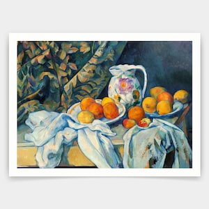 Paul Cezanne,Still Life with a Curtain 1895,art prints,Vintage art,canvas wall art,famous art prints,q1254