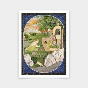 Indian Paintings,Rama Sita and Lakshmana in the Forest,Tales of God Rama,art prints,Vintage art,canvas wall art,famous art prints,V6049