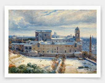 イタリア絵画　F.NERI Framed Signed F. Neri Print Trinita Dei Monti Blue White - Etsy