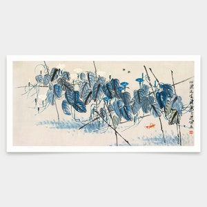 Qi Baishi,Blue morning glory,Chinese painting,art prints,Vintage art,canvas wall art,famous art prints,V7884