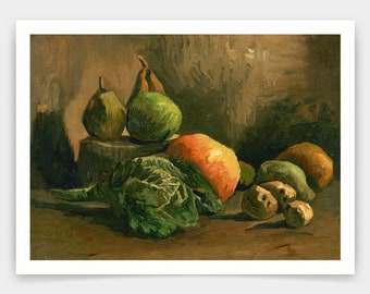 フィンセント・ファン・ゴッホ - コーヒーポットと食器と果物のある