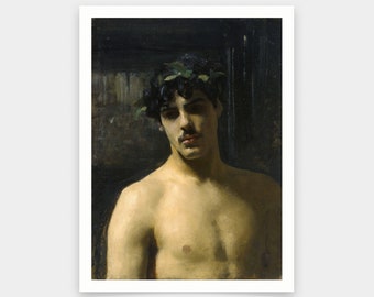 John Singer Sargent,Man Wearing Laurels,art prints,Vintage art,canvas wall art,famous art prints,V6235