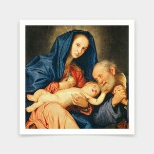 Il Sassoferrato,The Holy Family with a Basket,art prints,Vintage art,canvas wall art,famous art prints, V7150