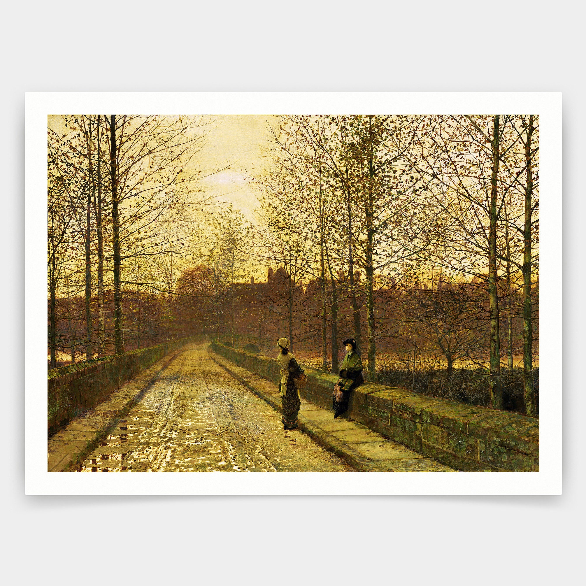 John Atkinson Grimshaw,In the Golden Gloaming,art prints,Vintage art,canvas wall art,famous art prints,V4381
