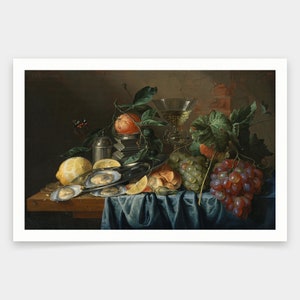Jan Davidsz. de Heem,Still Life with Oysters and Grapes,art prints,Vintage art,canvas wall art,famous art prints,V1612
