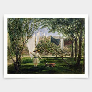 Charles Robert Leslie,Eine Gartenszene,Mit einem Jungen,The Artists Son George Dunlop Leslie,Fotografie,Kunstdrucke,Vintage,berühmte Kunstdrucke,V3347
