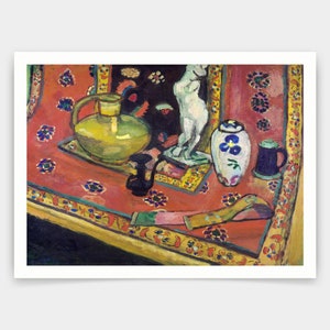 Henri Matisse,Statuette and Vases on an Oriental Carpet,Still Life in Venetian Red,art prints,Vintage art,canvas wall,famous art print,q1091