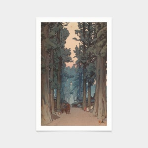 Yoshida Hiroshi, Cryptomeria Avenue, pintura japonesa, impresiones de arte, arte vintage, arte de pared de lienzo, impresiones de arte famosas, V2942