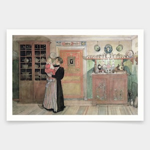 Carl Larsson,Tra Natale e Capodanno,stampe d'arte,Arte vintage,Arte murale su tela,Stampe d'arte famose,V1083