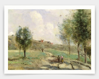 Jean Baptiste Camille Corot,Coubron Ascending Path,art prints,Vintage art,canvas wall art,famous art prints,V4287