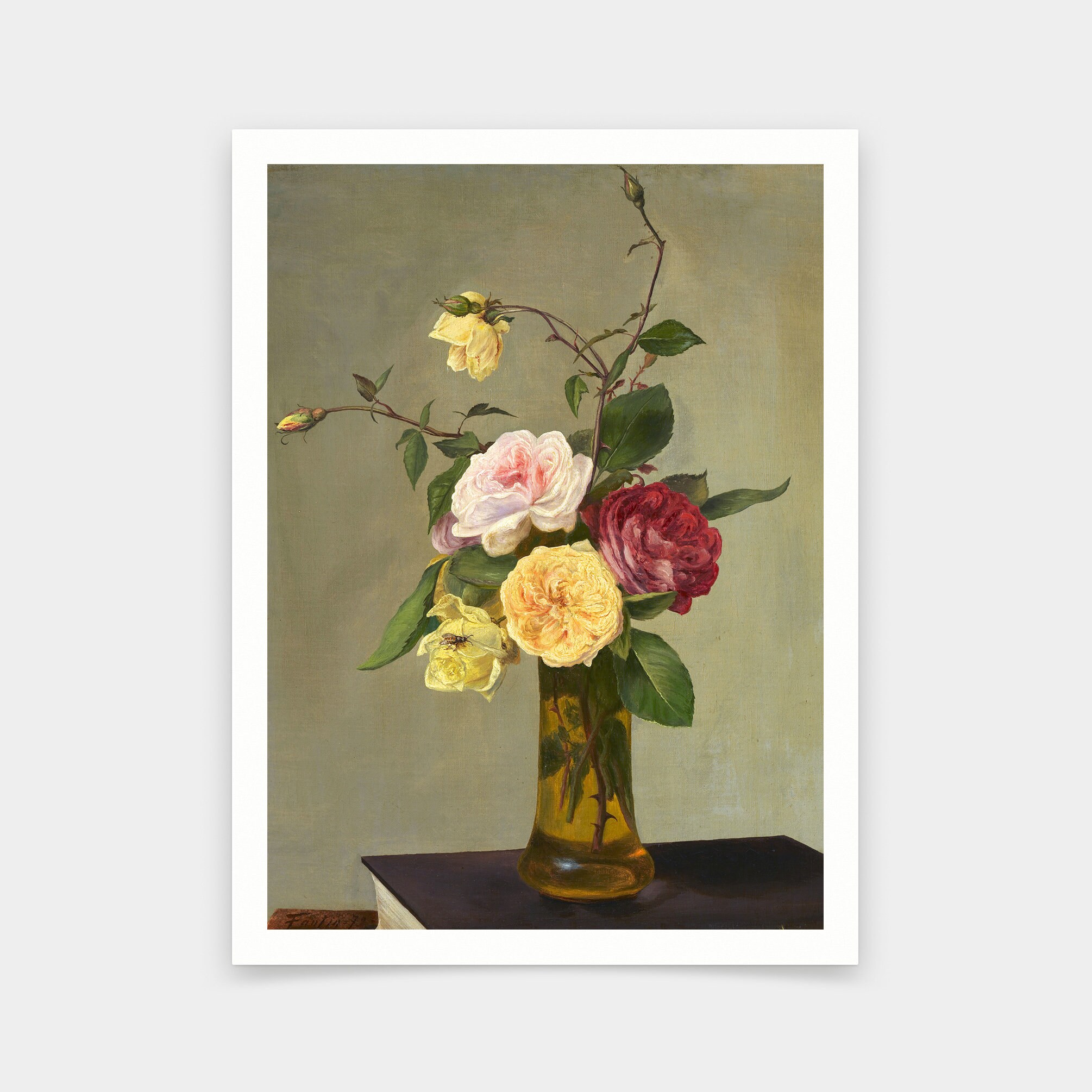 Henri Fantin-latour,roses in a Vase ,art Prints,vintage Art,canvas
