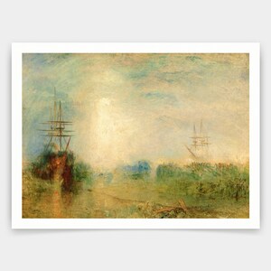 Joseph Mallord William Turner, Walfänger, kochender Blubber, verstrickt in Flaw Ice, Sich selbst zu befreien, Kunstdrucke,Vintage,V4487