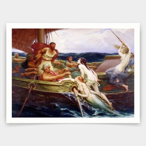 Herbert James Draper,Ulysses and the Sirens, 1909,art prints,Vintage art,canvas wall art,famous art prints,V4154