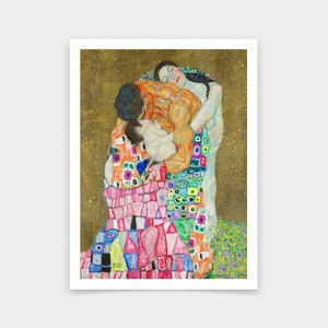 Gustav Klimt,L'abbraccio di famiglia,Arte digitale,Stampe d'arte,Arte vintage,Arte murale su tela,Stampe d'arte famose,V5895