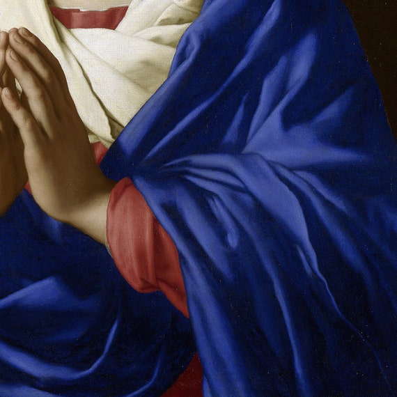 サッソフェラートの祈りの乙女(1640-50) プリント サッソフェッラート、祈りの聖母、アートプリント、ビンテージアート