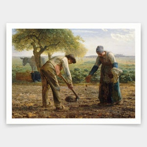 Jean Francois Millet,Potato Planters,art prints,Vintage art,canvas wall art,famous art prints,V4315