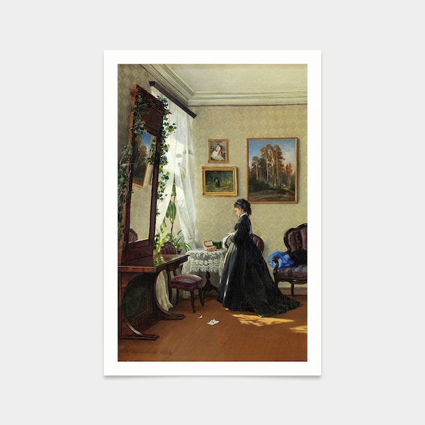 Ivan Shishkin,Jeune femme,estampes d’art,art vintage,art mural sur toile,estampes d’art célèbres,V2601