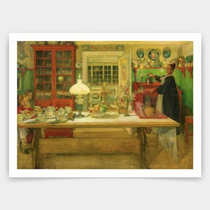 Carl Larsson,Getting Ready for a Game, Family,art prints,Vintage art,canvas wall art,famous art prints,V3295