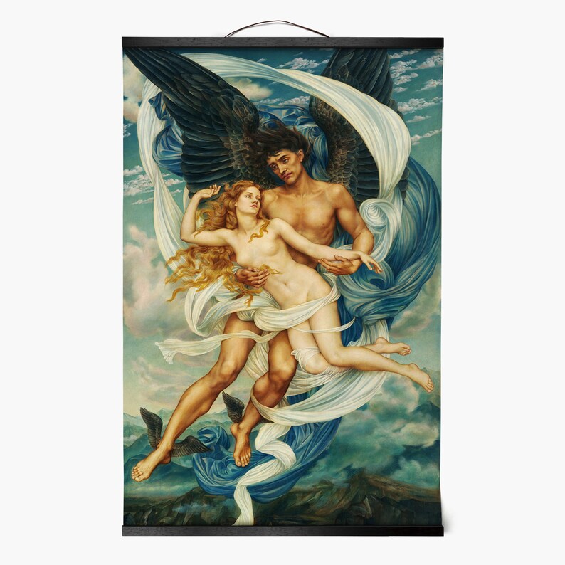 Evelyn De Morgan,Boreas and Oreithyia,Framed Prints,wall art prints,Hanging Canvas print,large wall art oversized,2209