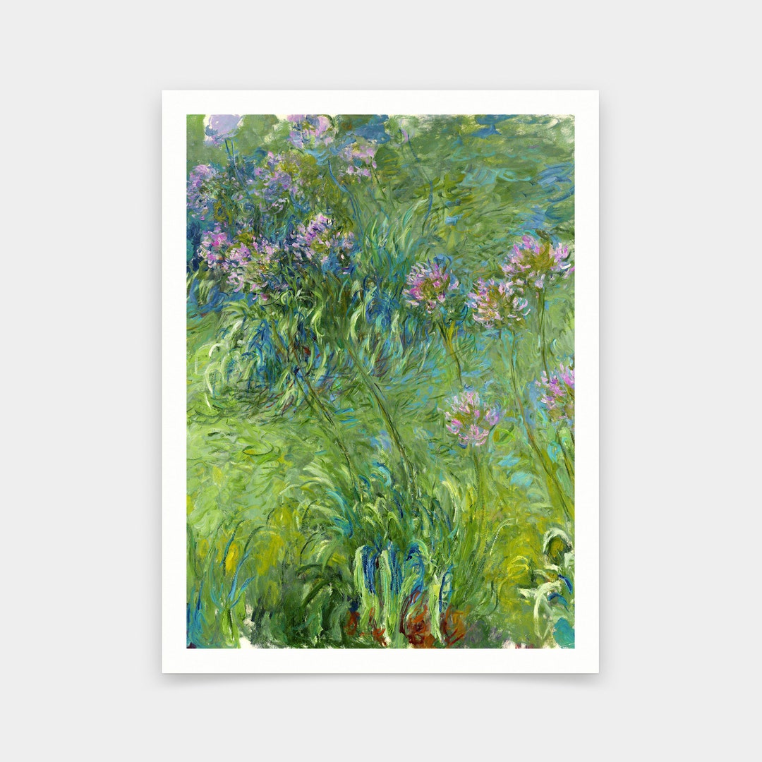 Claude Monet,Waterlilies Und Agapanthus,Kunstdrucke,Vintage Kunst,Leinwand Wandkunst,berühmte Kunstdrucke,V7014