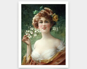 Emile Vernon,Blossoming Beauty,art prints,Vintage art,canvas wall art,famous art prints,V5627