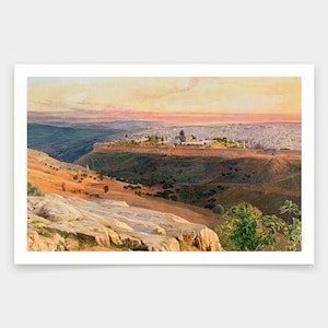 Edward Lear,Jerusalem from the Mount of Olives,art prints,Vintage art,canvas wall art,famous art prints,V1231