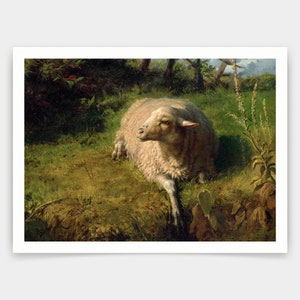 Rosa Bonheur,A Sheep at Rest,art prints,Vintage art,canvas wall art,famous art prints,V4957
